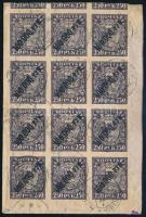 1922 Levél vágott 15-ös tömbbel bérmentesítve / Cover with imperforate block of 15