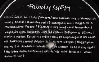 Hegedűs 2 László (1950-): Faludy György. Művészlemez (bakelit), filctoll. Jelzett (Hegedűs 2 László ...