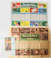 ca 1969 2 db Szabad Föld falinaptár + egy kéményseprő fali naptár 48x60 cm ig