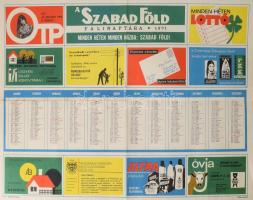 ca 1969 2 db Szabad Föld falinaptár + egy kéményseprő fali naptár 48x60 cm ig