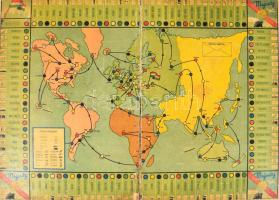 ca 1940 Majority harc a nyersanyagért társasjáték táblája 64x48 cm