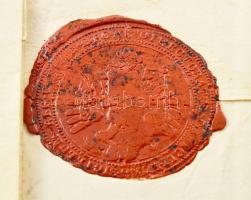 1850 báró Eötvös József (1813-1871) királyi ügyek igazgatója által írt viaszpecsétes hivatalos levél...