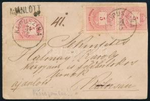 1877 3 x 5kr ajánlott levélen / on registered cover "KUPUSZINA" - Kalocsa (Gudlin 150 p)