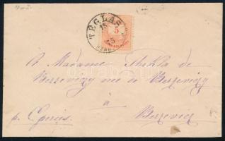 1875 5kr levélen / on cover "TÉGLÁS / SZAB(OLCS M.)" (Gudlin 200 p)