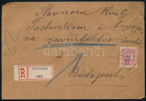 1899 Ajánlott levél 15kr bélyeggel Budapestre küldve / 15kr on registered cover "KOMLETINCI"