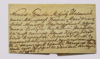 1845 Nemes Gomba Mihály mezőkeresztesi mezővárosbeli nemesség hadnagyának címzett boríték