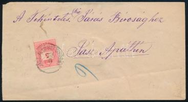 ~1885 5kr levélen / on cover "JÁSZ.ALSÓ SZT.GYÖRGY"