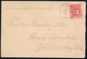 ~1892 5kr levélen / on cover "KRIŽ" (Gudlin 100 p)
