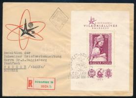 1958 Brüsszeli világkiállítás blokk ajánlott FDC-n / Mi block 27 on FDC