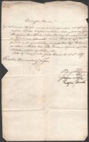 1847 Pozsony, Báró Barkóczy László (1791-1847) halála kapcsán írt levél Fésüs György aláírással