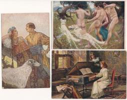 21 db RÉGI festmények művészlap / 21 pre-1945 paintings art postcards