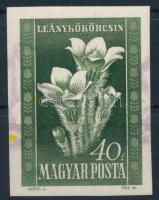 1950 Virág (I.) vágott 40f, fordított és fél bélyegképnyit eltolódott sárga és lila színnyomattal