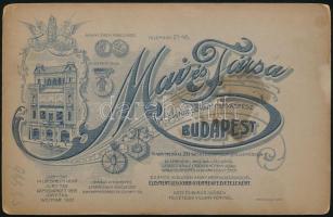 cca 1905 Kisfiúk műtermi portréja, keményhátú fotó Mai és Társa budapesti műterméből, hátoldalon a m...