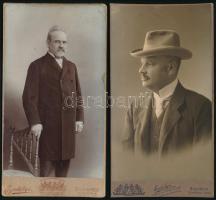 cca 1910 Férfiportrék, 2 db keményhátú fotó Erdélyi budapesti műterméből, 20,5×11 cm