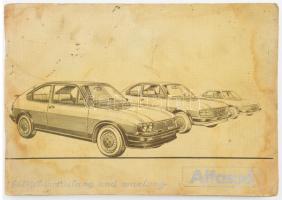 cca 1970 Alfa Romeo Alfasud német nyelvű szervizkönyv, ázott