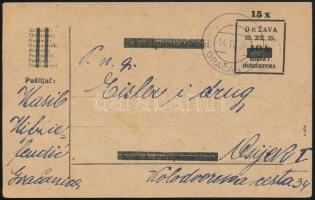 SHS 1920 Díjjegyes levelezőlap / PS-card. Signed: Bodor