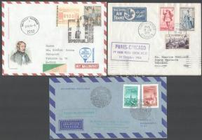 22 db légi magyar és külföldi küldemény, közte ballonrepülés, helikopter postajárat