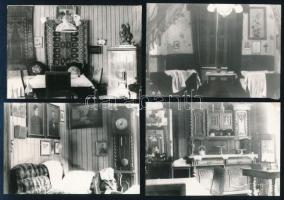 Régi lakásbelsők, 4 db fotó, 6×9 cm és 2 db fotónegatív, 4×6 cm