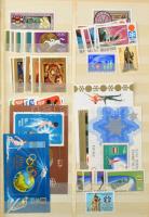 Modern magyar tétel blokkokkal, kisívekkel, sorokkal, hozzá kevés régebbi bélyeggel, 10 lapos, nagyalakú berakóban