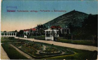 Versec, Werschetz, Vrsac; Várhegy és parkrészlet, képeslapfüzetből / Schlossberg / castle hill, from a postcard booklet (EB)