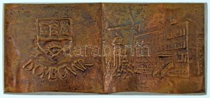 DN "Dombóvár" nyitott könyv alakú, egyoldalas öntött bronz plakett (~63x135mm) T:AU