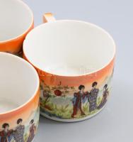 Zsolnay japán mintás 6 darab csésze, jelzett, egyiken lepattanással, d: 8,5 cm, m: 6 cm