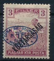 Debrecen II. 1919 Arató/Köztársaság 3f balra tolódott felülnyomással, Bodor vizsgálójellel (**28.000...