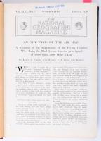 1926 The National Geographic Magazine. Vol. XLIX, No. 1. January 1926. Washington D.C., 1926, The National Geographic Society. Fekete-fehér és színes képekkel illusztrálva. Angol nyelven. Benne J. Theodore Marriner: Transylvania and its Seven Castles - A Motor Circuit Through Rumania's New Province of Racial Complexity and Architectural Charm c. írásával. Átkötött félvászon-kötésben, kopottas borítóval, kendi Finály István (1876-1947) mérnök tulajdonosi bélyegzőjével.