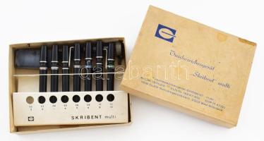 Skribent Multi rapidograph készlet, dobozában.