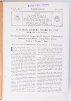 1926 The National Geographic Magazine. Vol. L, No. 1. July 1926. Washington D.C., 1926, The National Geographic Society. Fekete-fehér és színes képekkel illusztrálva. Angol nyelven. Átkötött félvászon-kötésben, kissé viseltes, sérült, kopottas borítóval, részben ázott, sérült lapokkal, kendi Finály István (1876-1947) mérnök tulajdonosi bélyegzőjével.