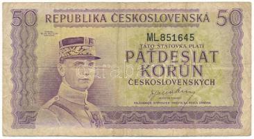 Csehszlovákia 1945. 50K T:F,VG Czechoslovakia 1945. 50 Korun C:F,VG Krause P#62