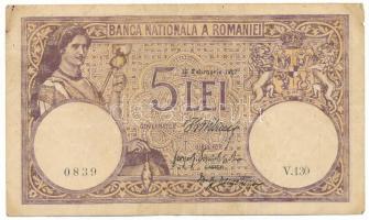 Románia 1917. február 15. 5L T:F folt Romania 1917. February 15th 5 Lei C:F spot Krause P#24