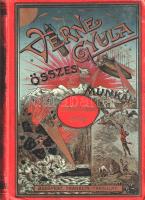 Verne, [Jules] Gyula: Strogoff Mihály utazása Moszkvától Irkutskig. Átdolgozta Szász Károly. Harmadik, egyedül jogosított képes kiadás, nyolczvankét képpel. Budapest, 1899. Franklin-Társulat Magyar Irodalmi Intézet és Könyvnyomda. 336 p. Verne Gyula egyik legnevezetesebb (az orosz és közép-ázsiai népéletből számos részletet bemutató) kalandregénye eredeti nyelven először 1876-ban jelent meg, az év folyamán elsőként folyóirat-folytatásokban, majd kétkötetes, végül illusztrált egykötetes kiadásban is. A regény magyarul először Szász Károly átdolgozásában 1877-ben került a magyar olvasóközönség elé, mindössze egy évvel a francia eredeti után. A Franklin-kiadás és annak újrakiadásai átvették az eredeti munka illusztrációs anyagát, példányunkat oldalszámozáson belül nyolcvankét egész oldalas illusztráció díszíti. A Franklin által kiadott Szász Károly-fordítás a századforduló környékétől a Zempléni P. Gyula-féle (Eisler, 1891), az 1920-as évektől a Kövér Ilma-féle fordítással versenyzett (Magyar Kereskedelmi Közlöny, 1923). A regény népszerűségét jelzi, hogy az első magyar kiadás évében a Népszínház bemutatta a regény alapján készült úgynevezett "látványos színművet". A címlapon régi tulajdonosi bejegyzés, az előzéken katalógusszám. Néhány oldalon kisebb rozsdafoltosság, egy levélen apró szakadás. (Verne Gyula összes munkái.) Aranyozott, festett, illusztrált, vaknyomásos, enyhén kopott, piros kiadói egészvászon kötésben, márványmintás festésű lapszélekkel. Jó példány.