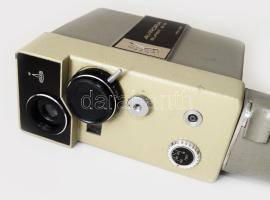 Avrora Super 2x8 szovjet kamera, bőr tokjában, h: 21 cm