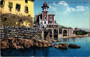 Abbazia, Opatija; Am Strand von Icicic mit Villa Münz / strand, villa, nyaraló / beach, villa (kopott sarkak / worn corners)