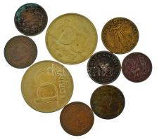1872KB 1kr Cu "Angyalos címer" + 1893-1930. 2f bronz (4xklf) + 1946. 2f bronz + 20f bronz Al-bronz + 1994-1995. 100Ft Cu-Ni-Zn (2xklf) T:XF-F, patina