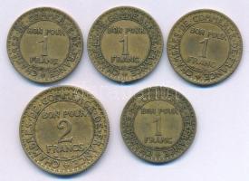 Franciaország 1920-1925. 1Fr Cu-Al (4xklf, közte az 1920. ritka évjárat!) "Chambers of Commerce...