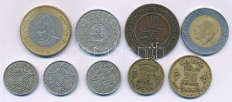 Marokkó 1320(1903) 10M bronz "Abd al-Aziz" + 1370-1415(1950-1995) 1Fr - 10D (6xklf,8db) T:...
