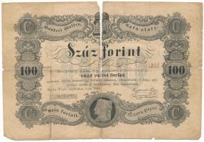 1848. 100Ft "Kossuth bankó", "QH. 54217" T:VG,G egy nagy és több kisebb beszakadás Adamo G114