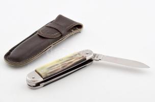 Mikov cseh bicska, jelzett, bőr tokban, nyitva h: 16 cm