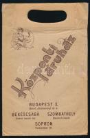 Világ Áruház Győr, Kazinczy utca 13 reklámos papírzacskó, ragasztott