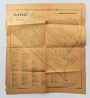 Kispest megyei város térképe, 1:10 000, rajzolta: Gyuricza János, szakadásokkal, 49×43 cm