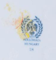 Hollóházi lilavirágos váza és tálka, jelzett, hibátlan, m: 17 cm