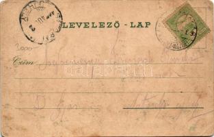 Miskolc, Erzsébet tér a Kossuth szoborral. Stamberger B. kiadása 6540. + "BUDAPEST - MISKOLCZ -...