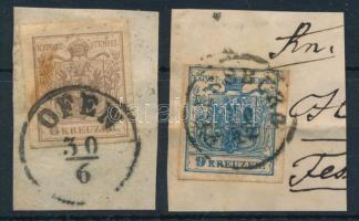 1850 6kr "OFEN + 9kr "PRESSBURG"