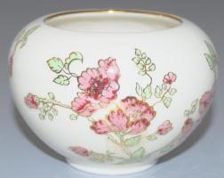Zsolnay aranykontúrozott virágmintás kisváza, jelzett, hibátlan, d: 8,5 cm, m: 6,5 cm