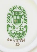 Zsolnay aranykontúrozott virágmintás kisváza, jelzett, hibátlan, d: 8,5 cm, m: 6,5 cm