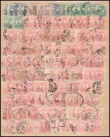 Kb 150 db krajcáros bélyeg A/4 berakólapon, főleg 5kr értékek, közte szép / olvasható bélyegzések