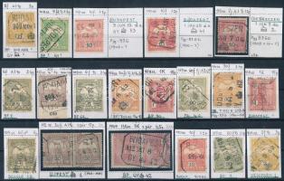 1908 21 db Turul kiadás 19 klf postagyűjtőhelyi bélyegzéssel, stecklapon