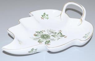 Hollóházi levél alakú kínáló, jelzett, hibátlan, 23x18 cm